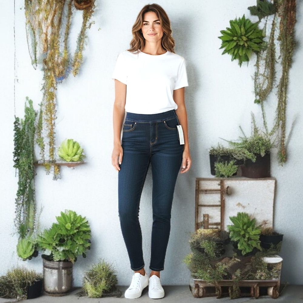 Renee Goldstein Wonder Denim Jeans Sz 4 Women With Control Blue Stretch Jeggings - Picture 14 of 16